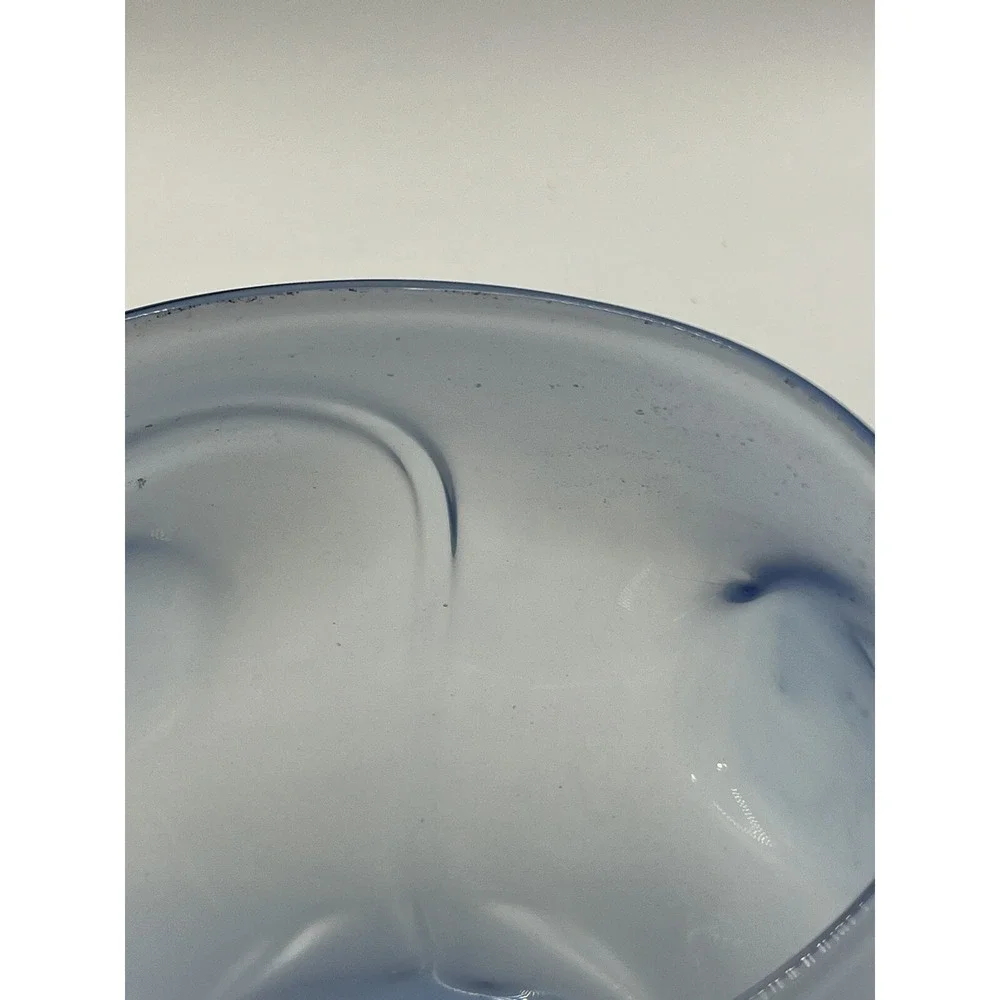 Signed David Hartman Studio Art Glass Bowl Blue Transition Milky Swirl Hand Blow
